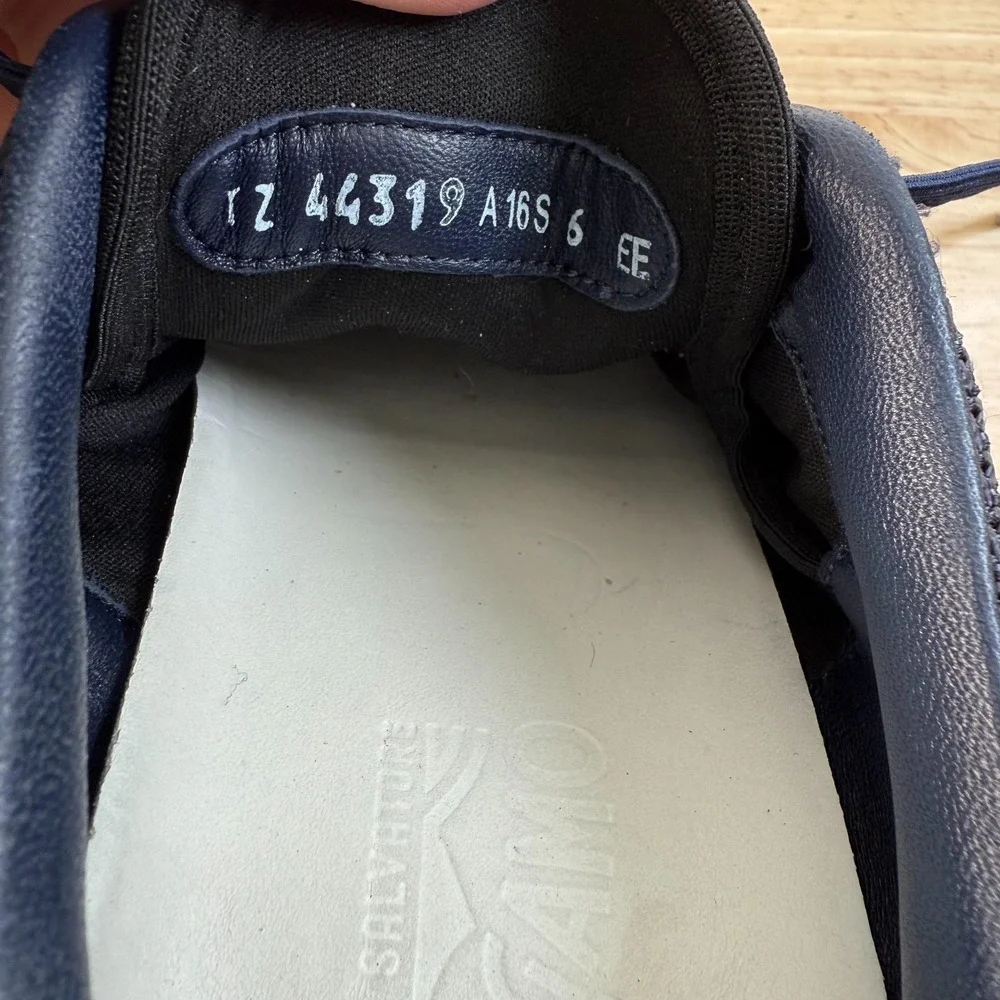 Salvatore Ferragamo Athletic Sneakers‎ Men's Navy Knit Lace-Up Trainers - 6 Wide